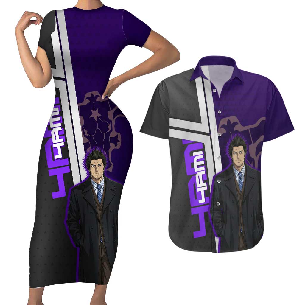 Yami Sukehiro Couples Matching Short Sleeve Bodycon Dress and Hawaiian Shirt Dark Anime Graphic Style