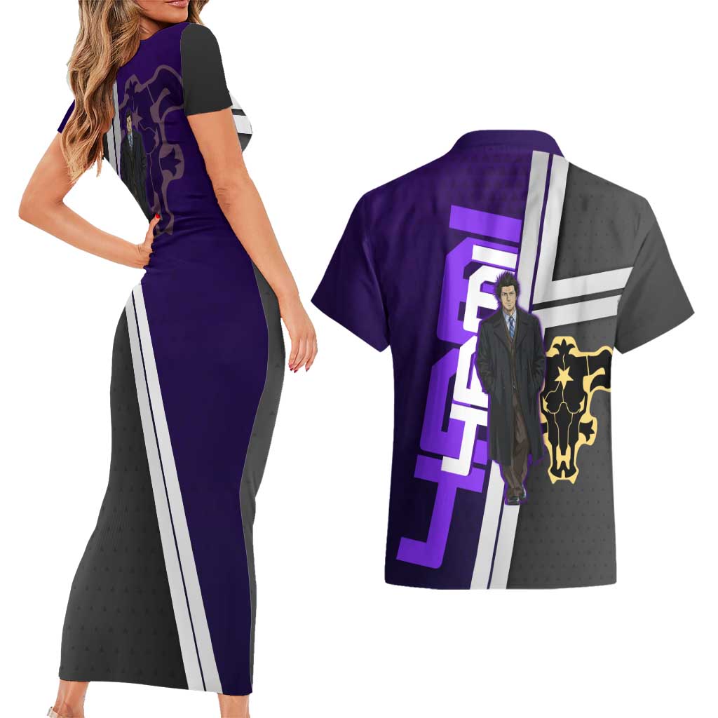 Yami Sukehiro Couples Matching Short Sleeve Bodycon Dress and Hawaiian Shirt Dark Anime Graphic Style