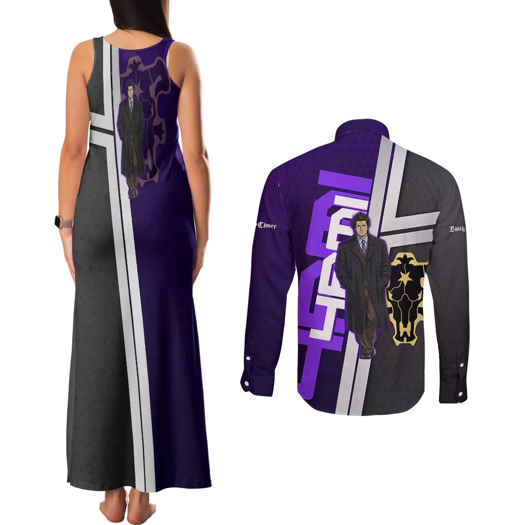 Yami Sukehiro Couples Matching Tank Maxi Dress and Long Sleeve Button Shirt Dark Anime Graphic Style