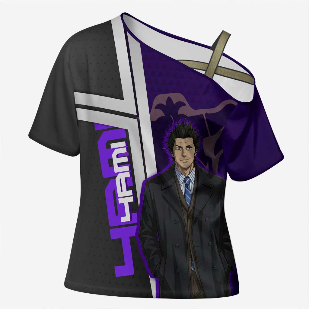 Yami Sukehiro Cross Shoulder Shirt Dark Anime Graphic Style