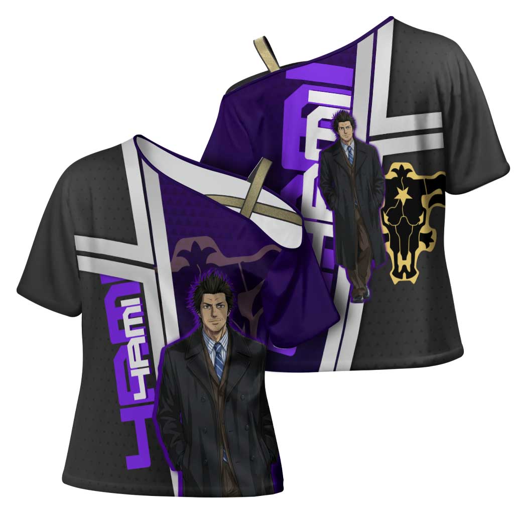 Yami Sukehiro Cross Shoulder Shirt Dark Anime Graphic Style