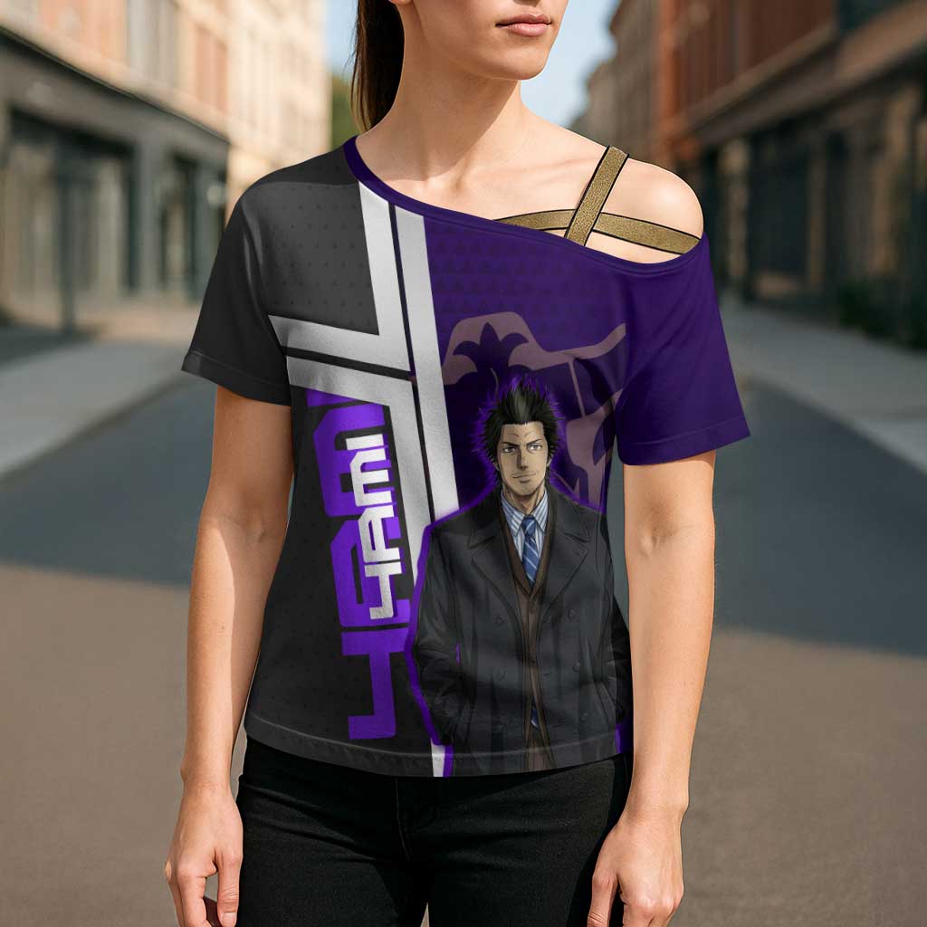 Yami Sukehiro Cross Shoulder Shirt Dark Anime Graphic Style