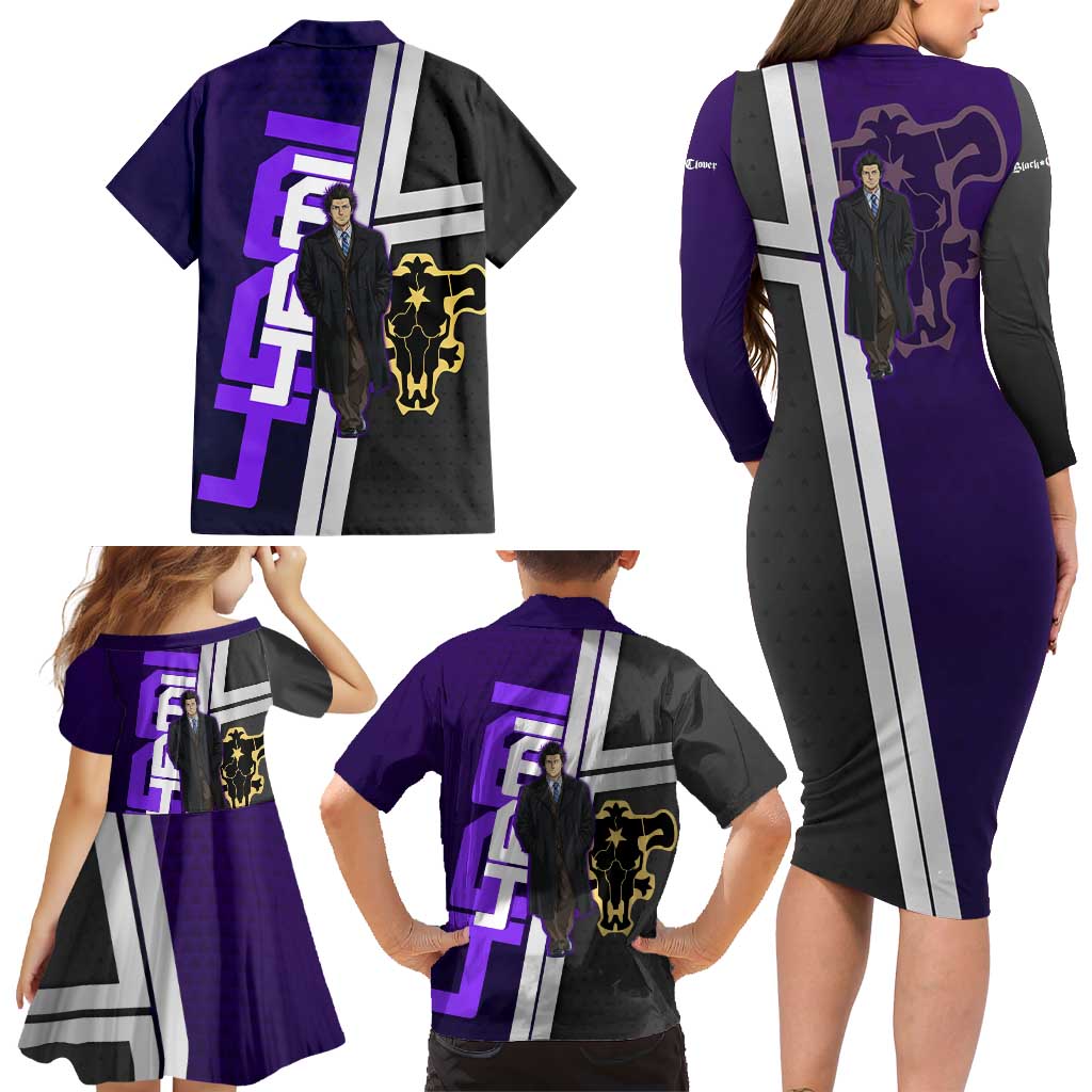 Yami Sukehiro Family Matching Long Sleeve Bodycon Dress and Hawaiian Shirt Dark Anime Graphic Style