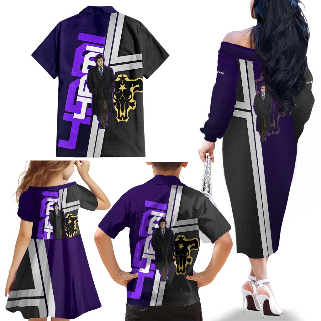 Yami Sukehiro Family Matching Off The Shoulder Long Sleeve Dress and Hawaiian Shirt Dark Anime Graphic Style