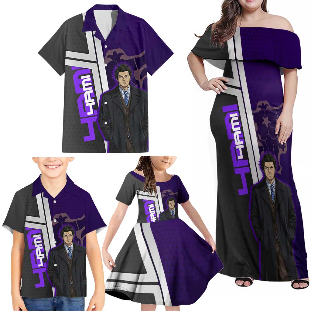 Yami Sukehiro Family Matching Off Shoulder Maxi Dress and Hawaiian Shirt Dark Anime Graphic Style