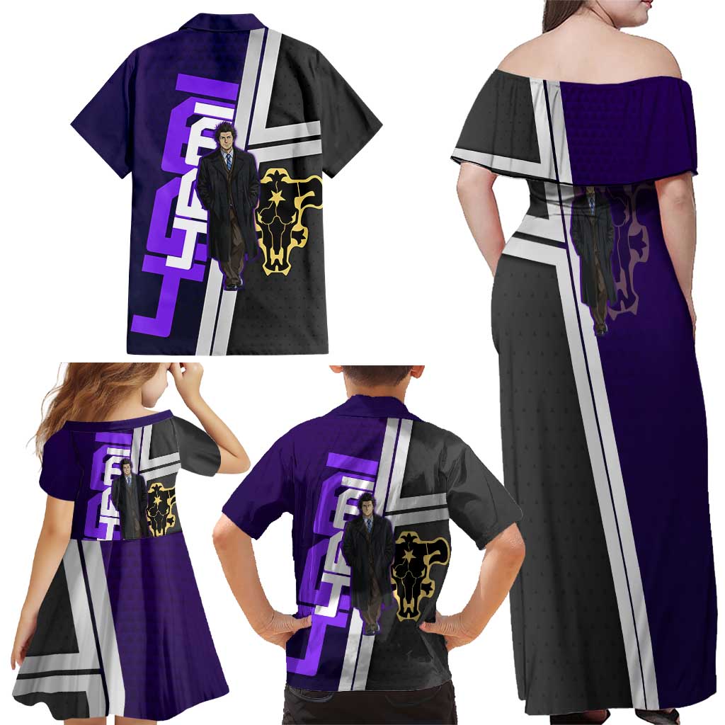 Yami Sukehiro Family Matching Off Shoulder Maxi Dress and Hawaiian Shirt Dark Anime Graphic Style