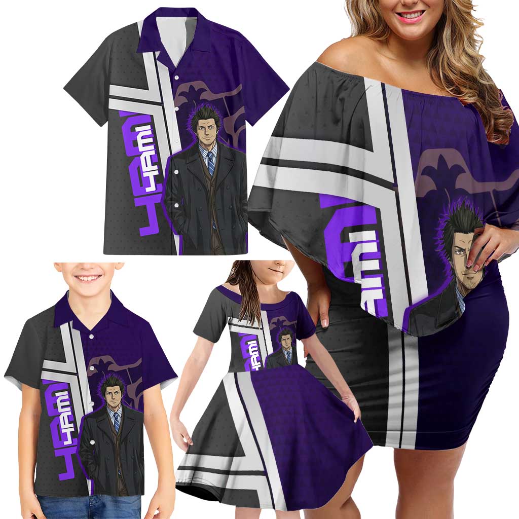 Yami Sukehiro Family Matching Off Shoulder Short Dress and Hawaiian Shirt Dark Anime Graphic Style