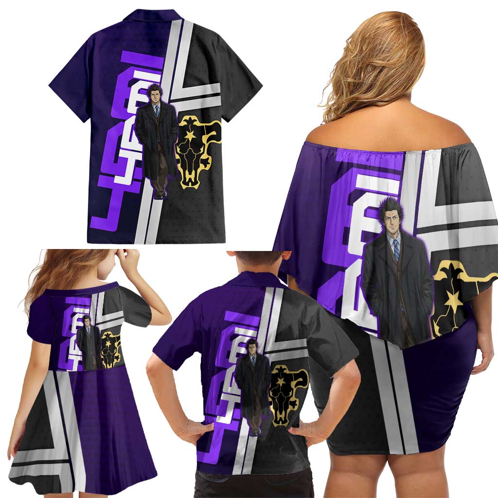 Yami Sukehiro Family Matching Off Shoulder Short Dress and Hawaiian Shirt Dark Anime Graphic Style