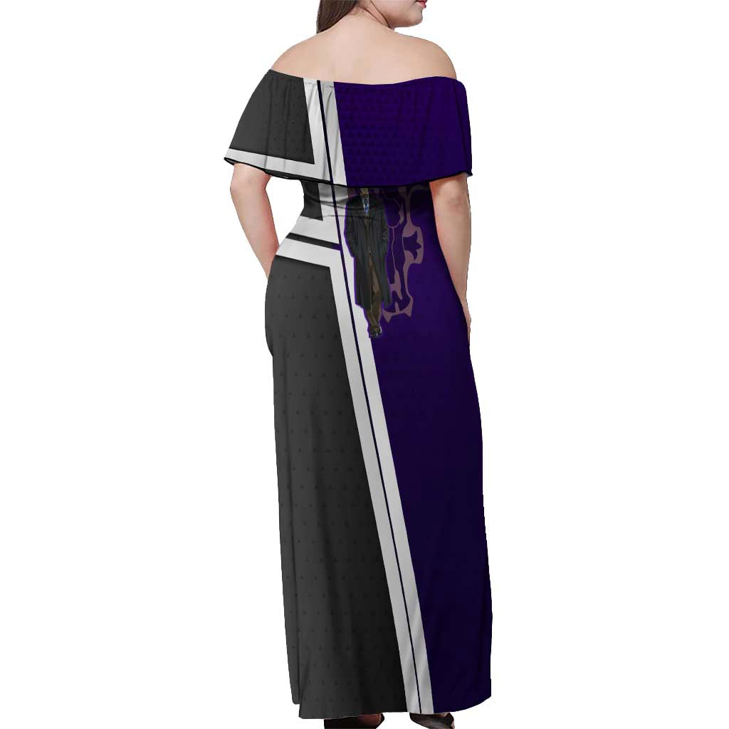 Yami Sukehiro Off Shoulder Maxi Dress Dark Anime Graphic Style