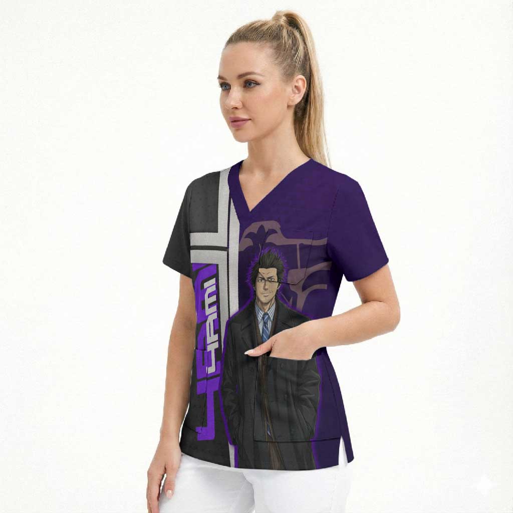 Yami Sukehiro Scrub Top Dark Anime Graphic Style