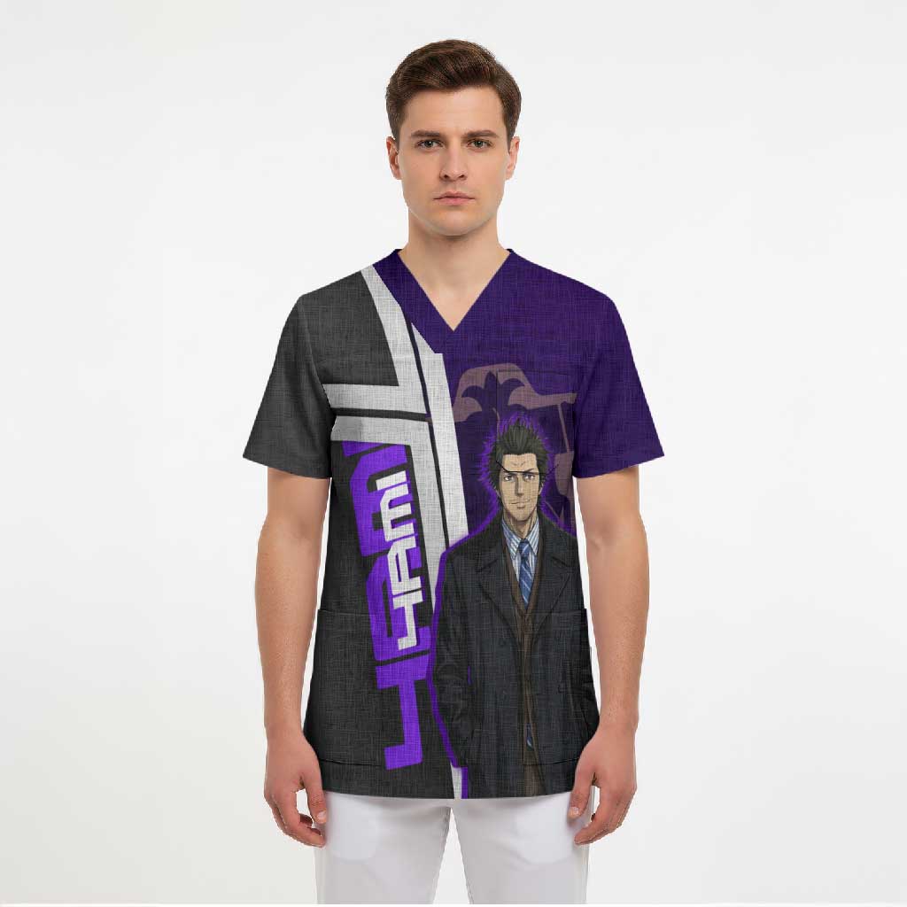 Yami Sukehiro Scrub Top Dark Anime Graphic Style