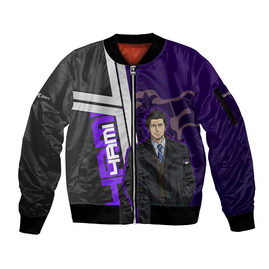 Yami Sukehiro Sleeve Zip Bomber Jacket Dark Anime Graphic Style
