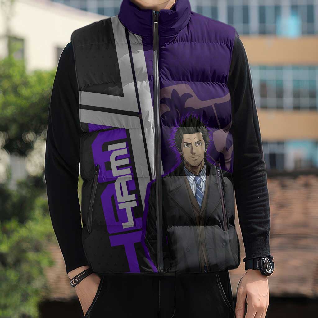 Yami Sukehiro Sleeveless Puffer Jacket Dark Anime Graphic Style