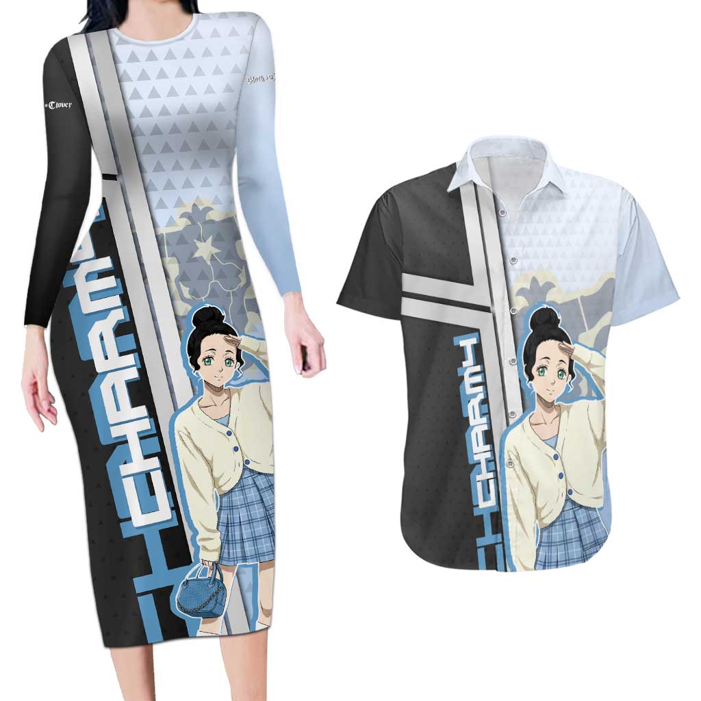 Charmy Pappitson Couples Matching Long Sleeve Bodycon Dress and Hawaiian Shirt Soft Pastel Anime Style