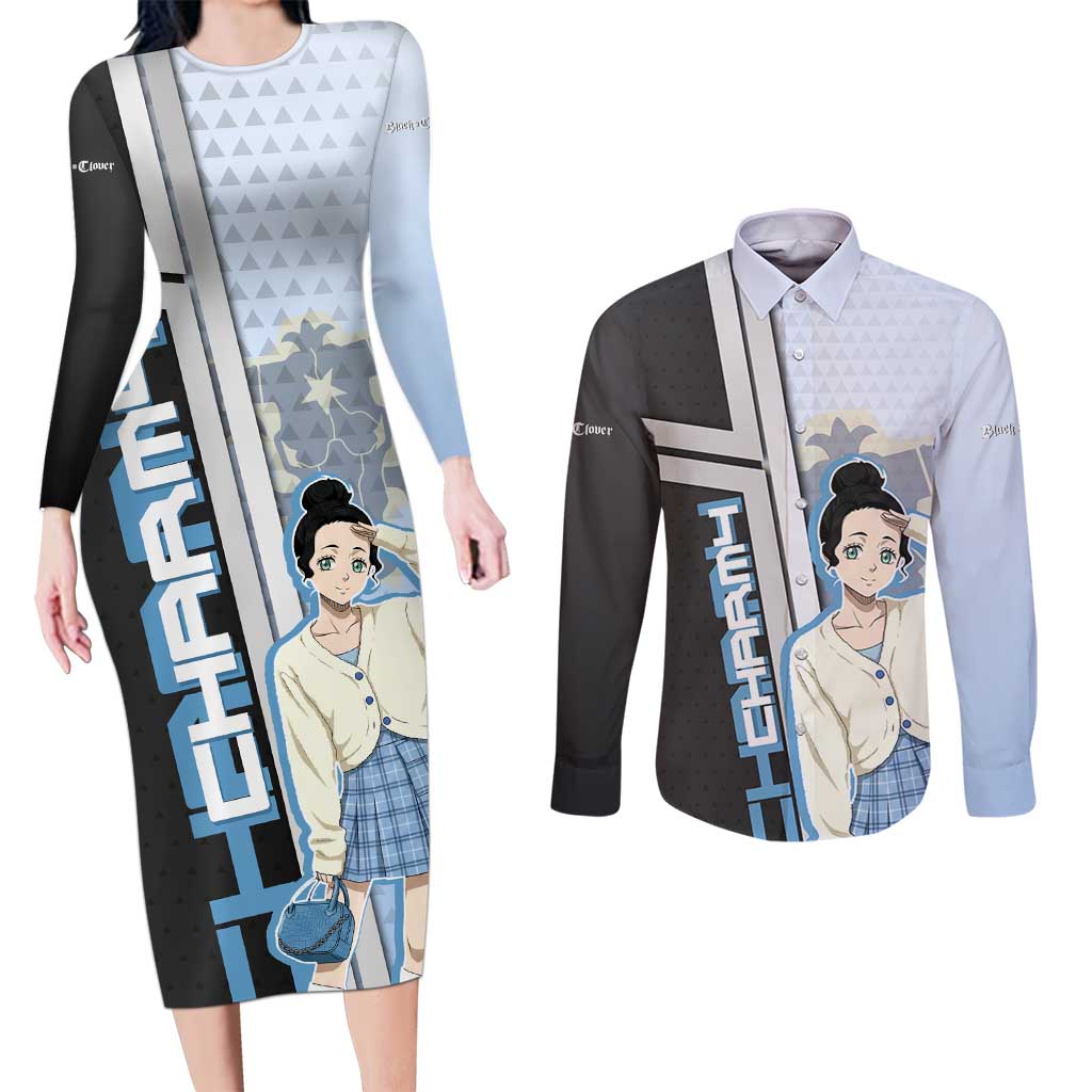 Charmy Pappitson Couples Matching Long Sleeve Bodycon Dress and Long Sleeve Button Shirt Soft Pastel Anime Style