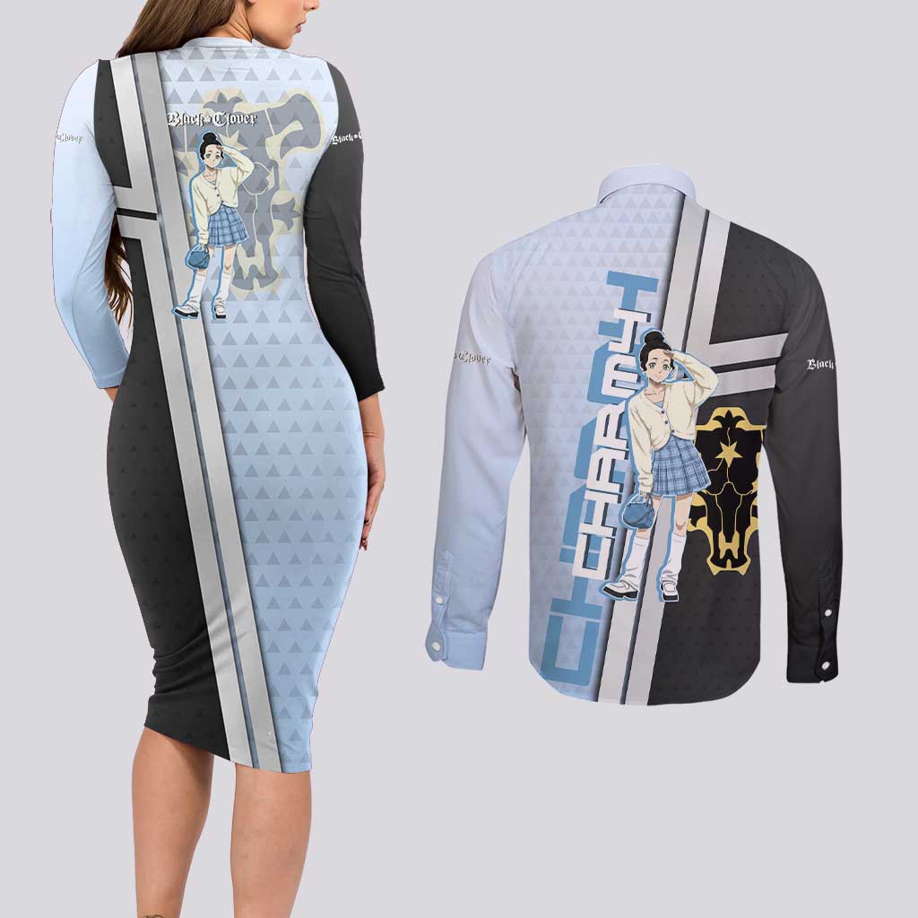 Charmy Pappitson Couples Matching Long Sleeve Bodycon Dress and Long Sleeve Button Shirt Soft Pastel Anime Style