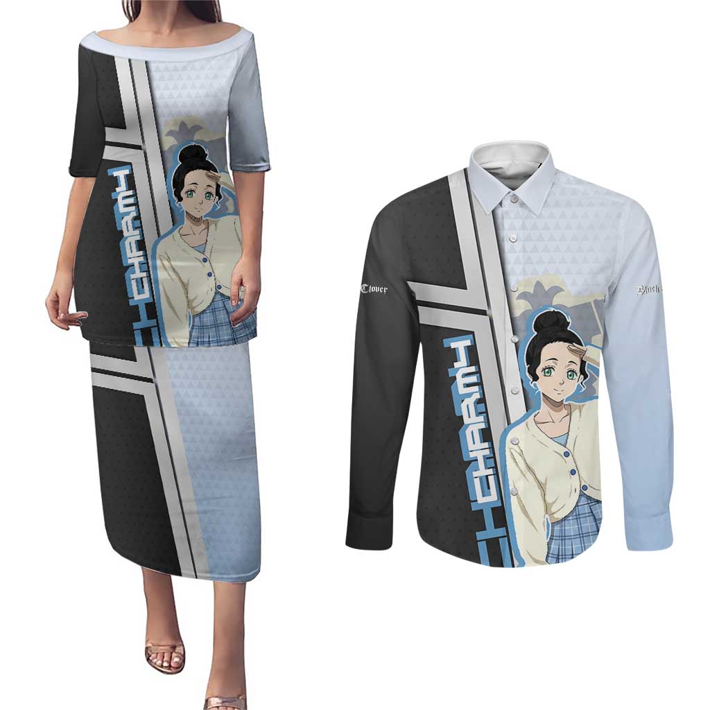 Charmy Pappitson Couples Matching Puletasi and Long Sleeve Button Shirt Soft Pastel Anime Style
