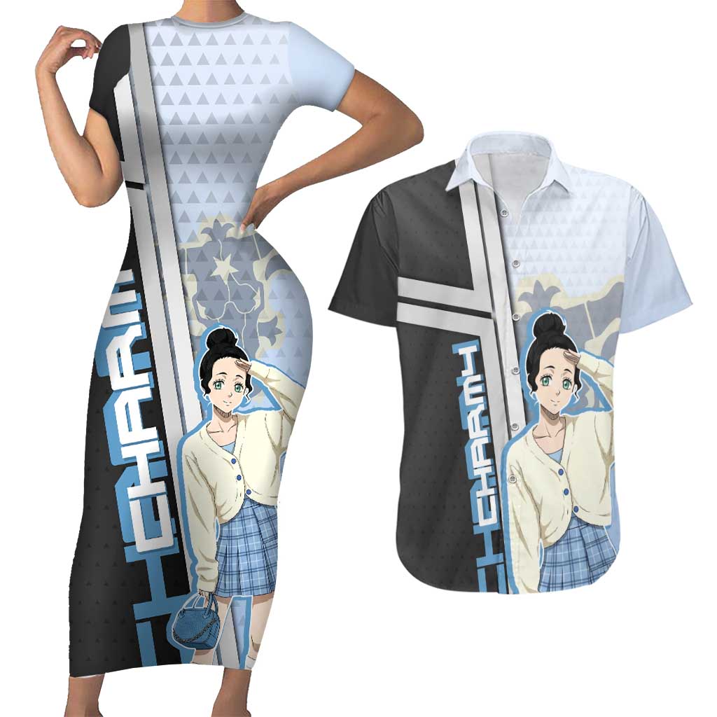 Charmy Pappitson Couples Matching Short Sleeve Bodycon Dress and Hawaiian Shirt Soft Pastel Anime Style