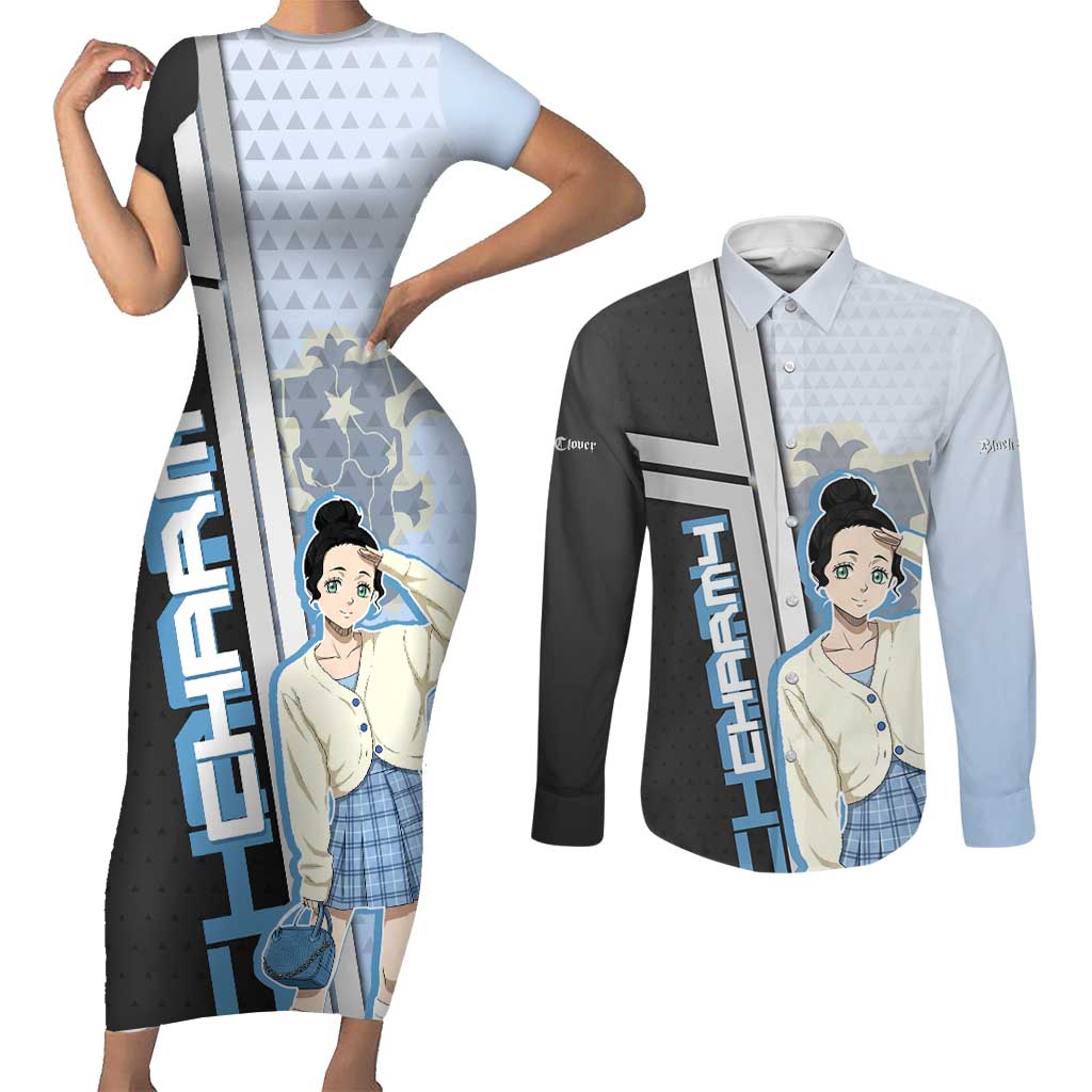 Charmy Pappitson Couples Matching Short Sleeve Bodycon Dress and Long Sleeve Button Shirt Soft Pastel Anime Style
