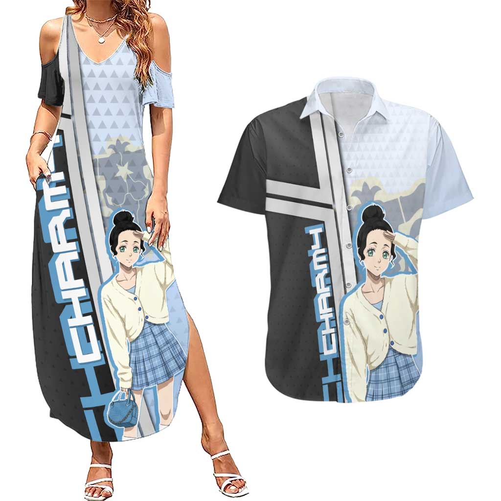Charmy Pappitson Couples Matching Summer Maxi Dress and Hawaiian Shirt Soft Pastel Anime Style