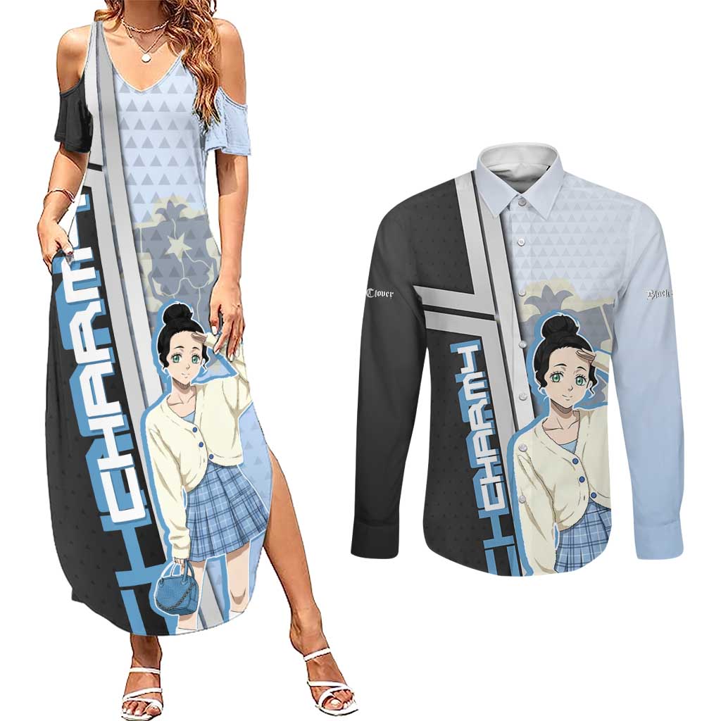 Charmy Pappitson Couples Matching Summer Maxi Dress and Long Sleeve Button Shirt Soft Pastel Anime Style