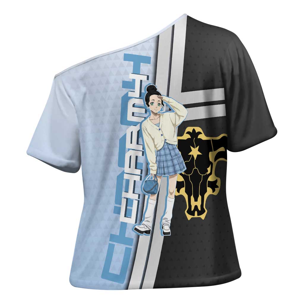 Charmy Pappitson Cross Shoulder Shirt Soft Pastel Anime Style