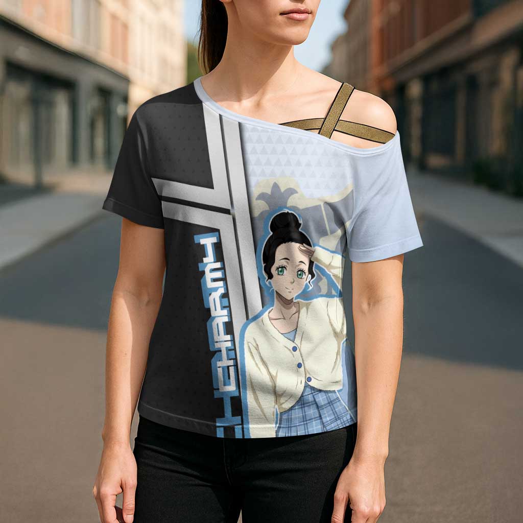 Charmy Pappitson Cross Shoulder Shirt Soft Pastel Anime Style