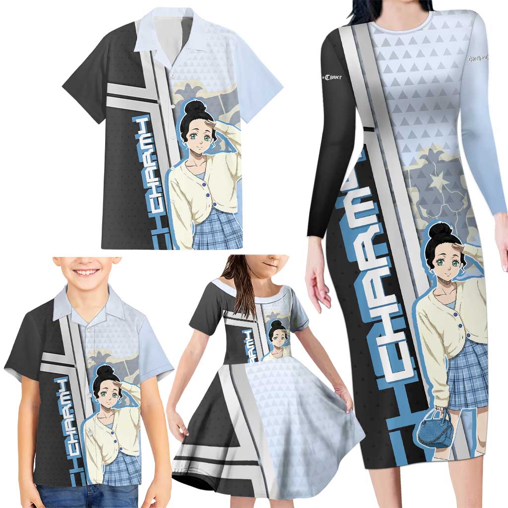 Charmy Pappitson Family Matching Long Sleeve Bodycon Dress and Hawaiian Shirt Soft Pastel Anime Style