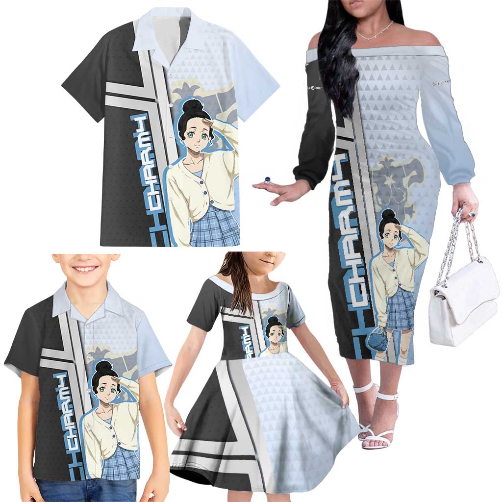 Charmy Pappitson Family Matching Off The Shoulder Long Sleeve Dress and Hawaiian Shirt Soft Pastel Anime Style