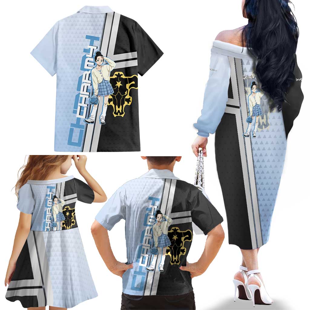 Charmy Pappitson Family Matching Off The Shoulder Long Sleeve Dress and Hawaiian Shirt Soft Pastel Anime Style