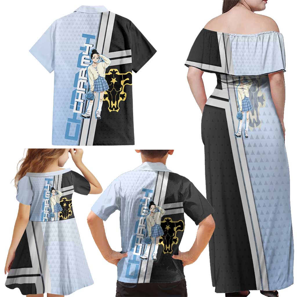 Charmy Pappitson Family Matching Off Shoulder Maxi Dress and Hawaiian Shirt Soft Pastel Anime Style
