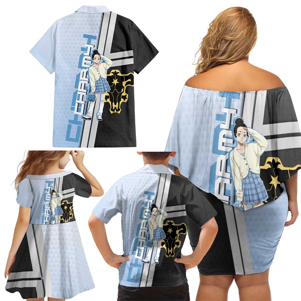 Charmy Pappitson Family Matching Off Shoulder Short Dress and Hawaiian Shirt Soft Pastel Anime Style