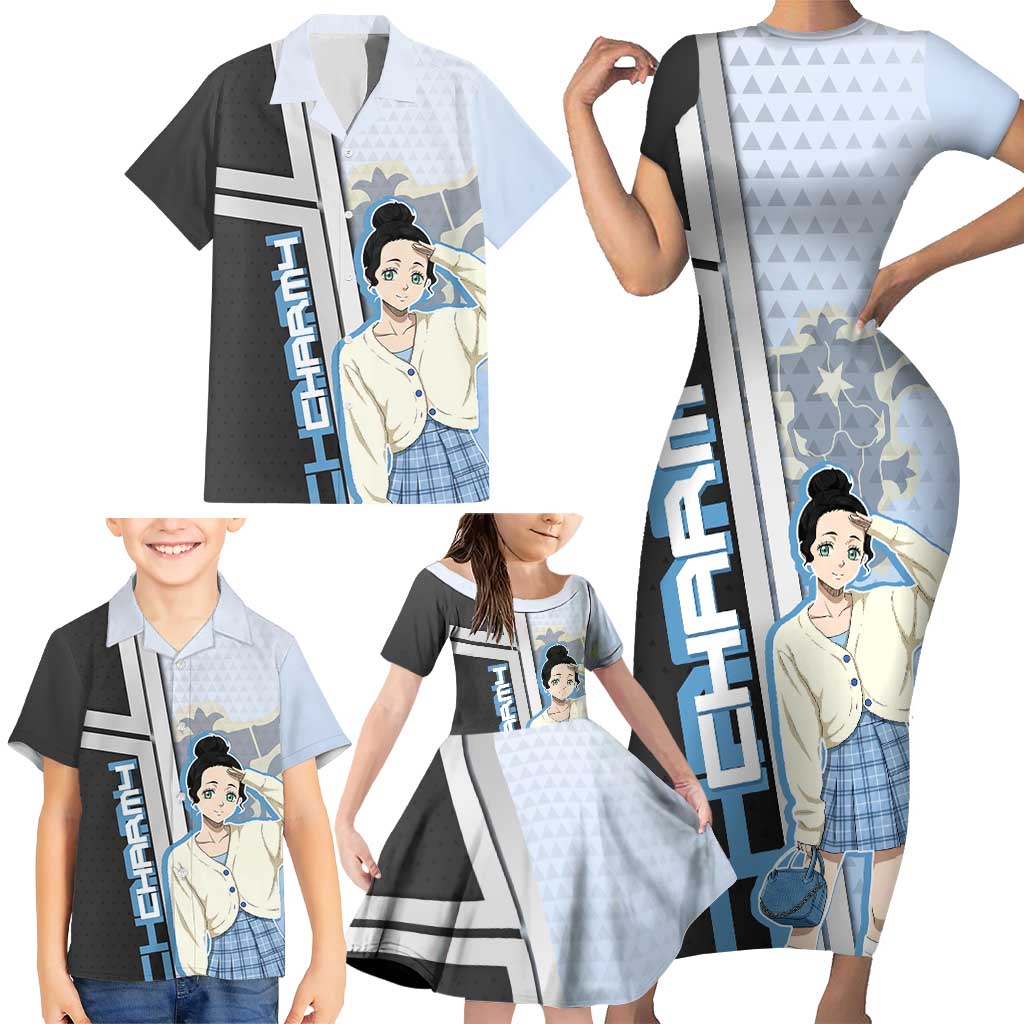 Charmy Pappitson Family Matching Short Sleeve Bodycon Dress and Hawaiian Shirt Soft Pastel Anime Style