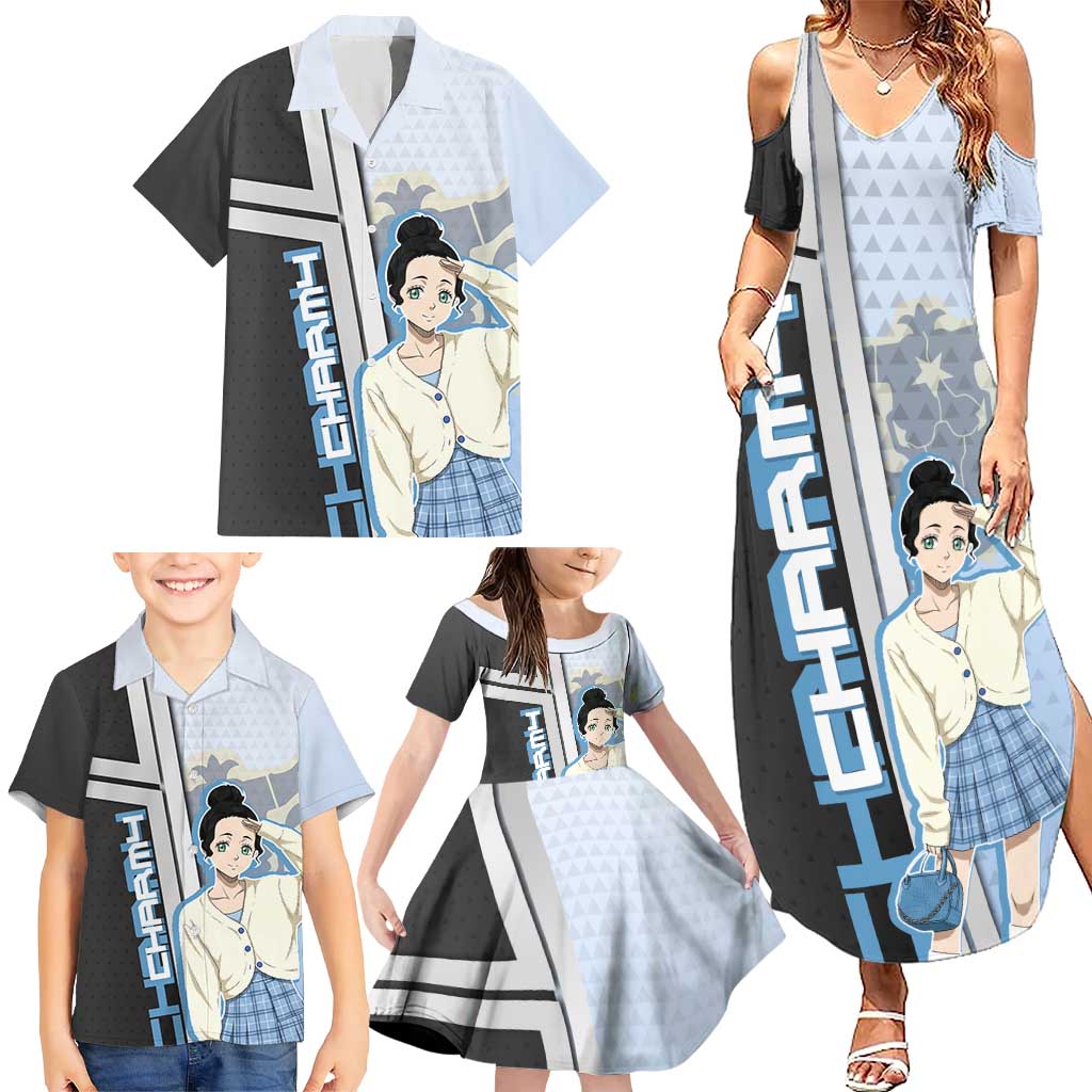 Charmy Pappitson Family Matching Summer Maxi Dress and Hawaiian Shirt Soft Pastel Anime Style