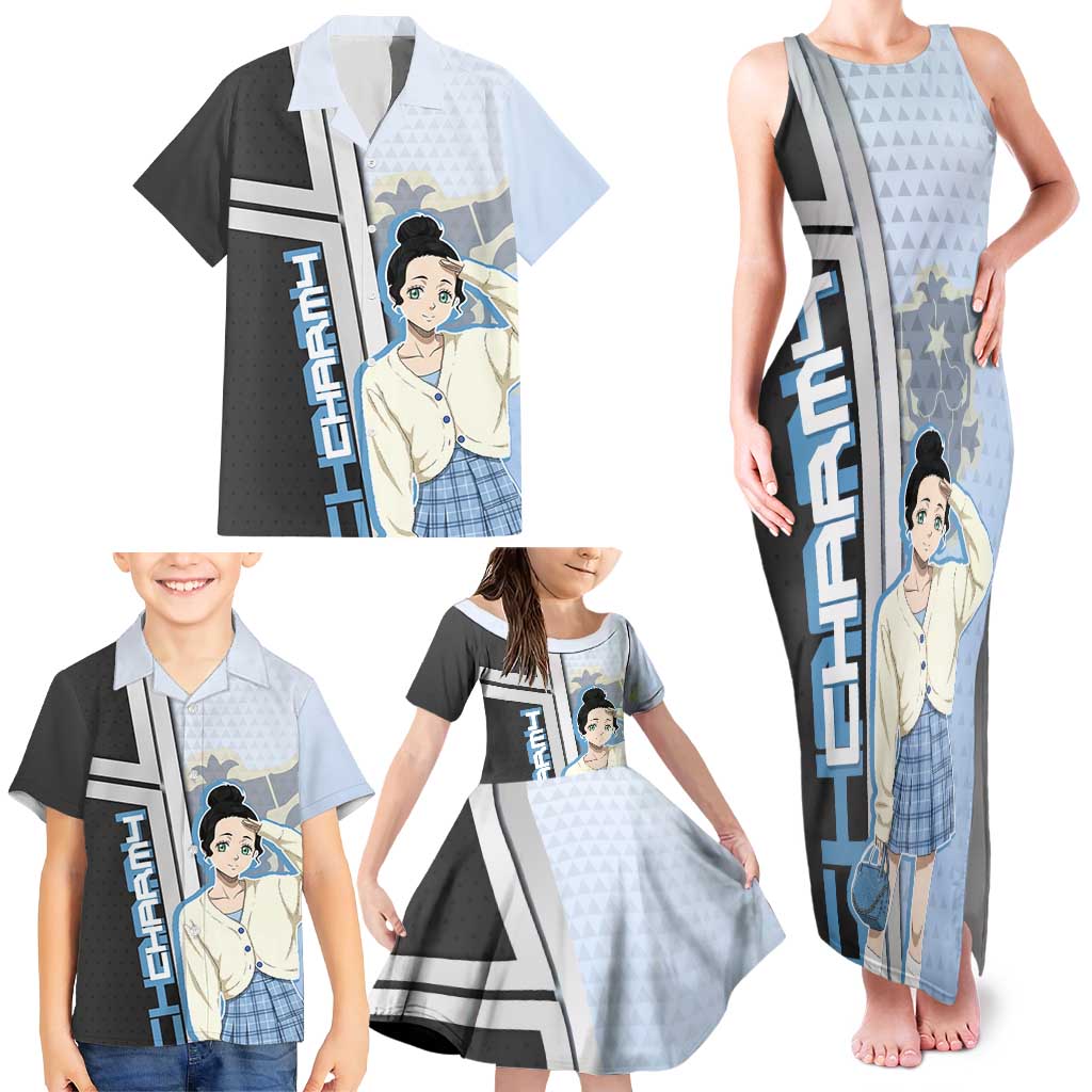 Charmy Pappitson Family Matching Tank Maxi Dress and Hawaiian Shirt Soft Pastel Anime Style