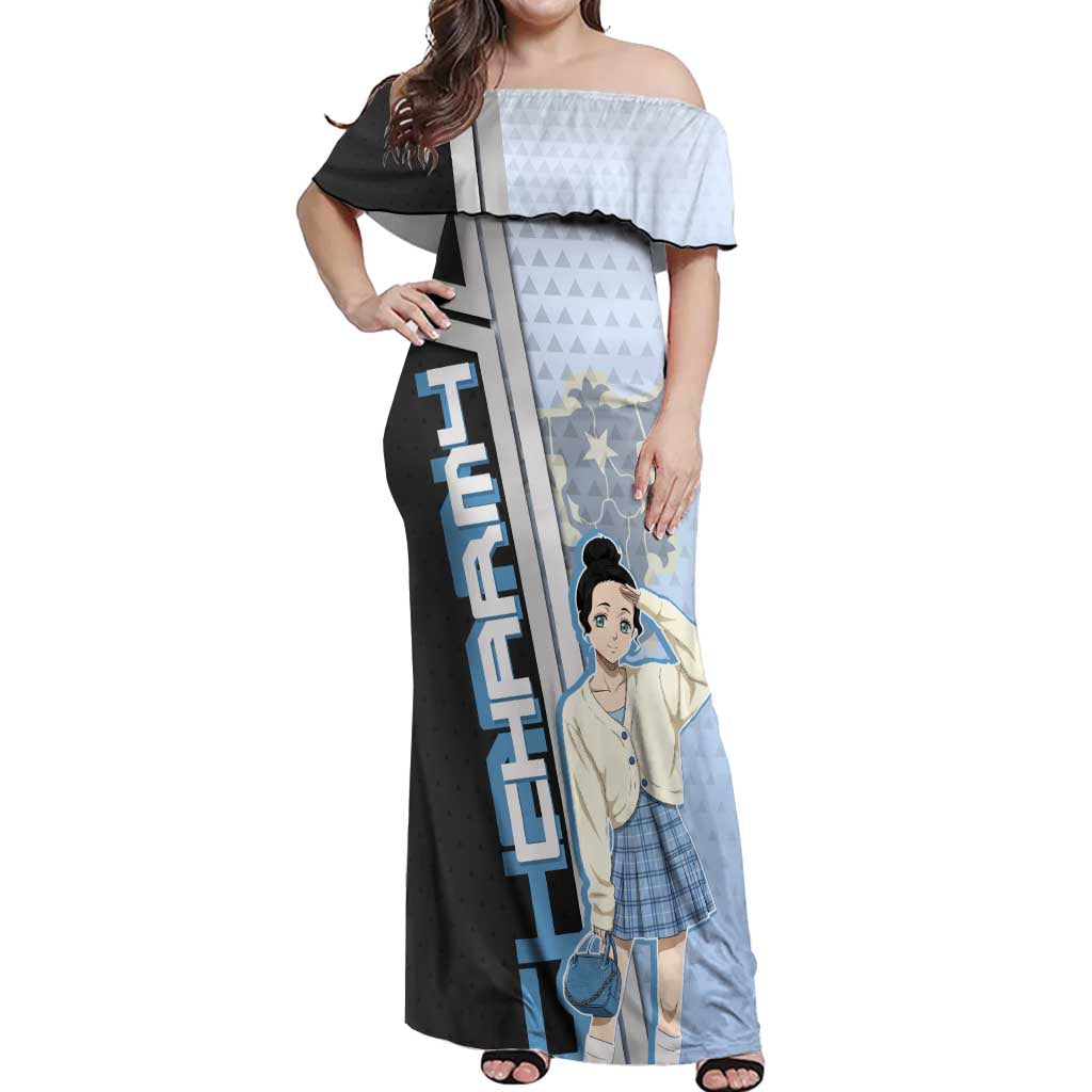 Charmy Pappitson Off Shoulder Maxi Dress Soft Pastel Anime Style