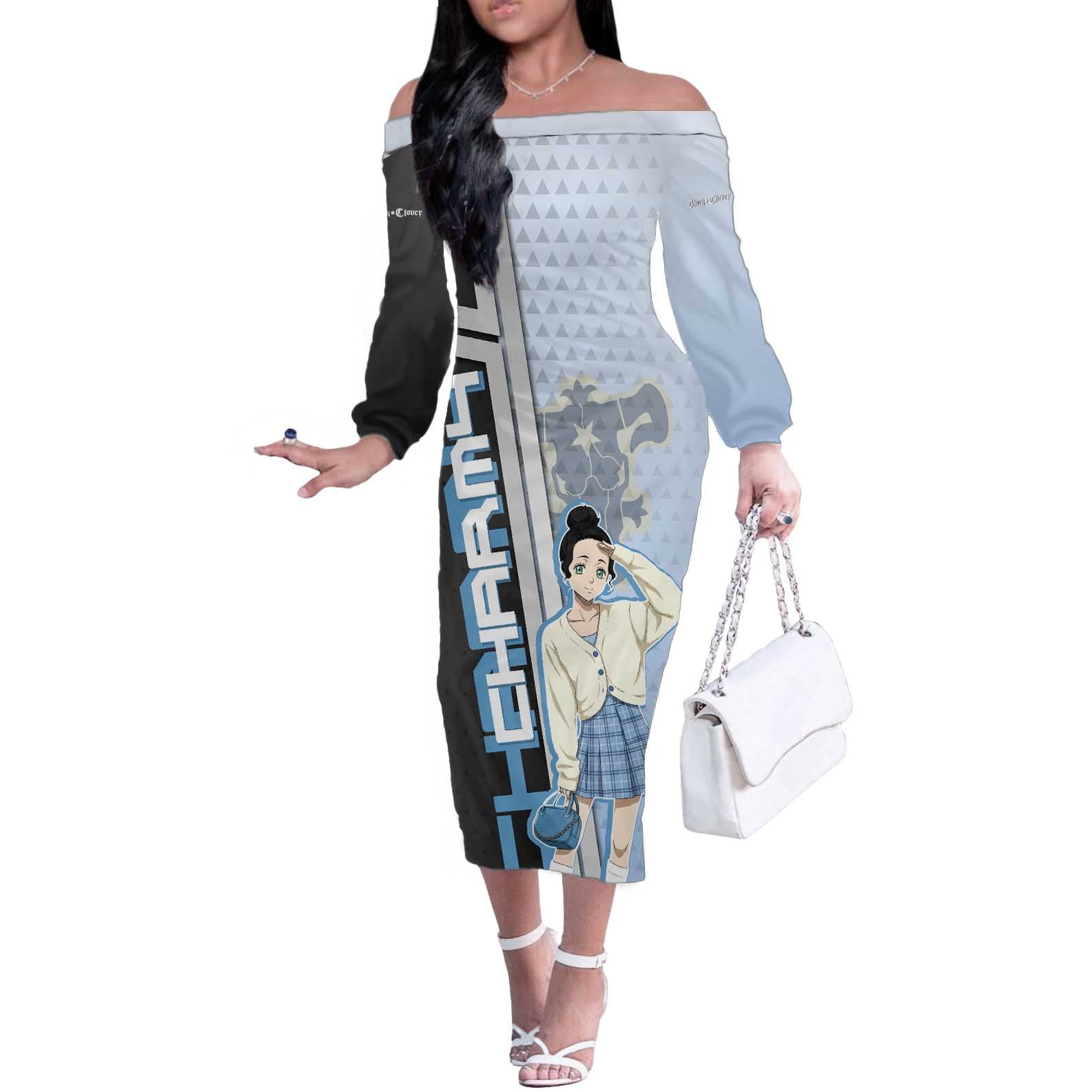 Charmy Pappitson Off The Shoulder Long Sleeve Dress Soft Pastel Anime Style