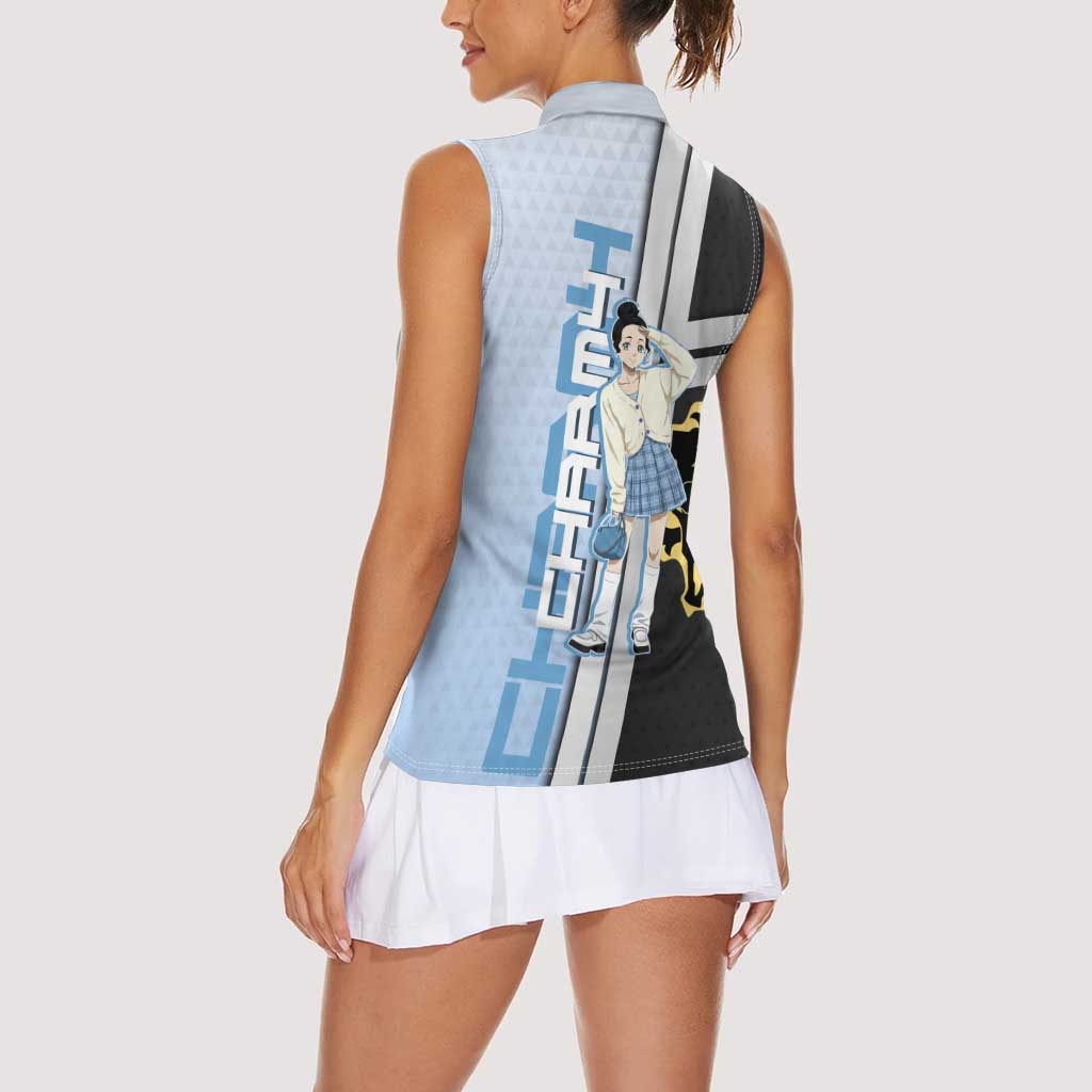 Charmy Pappitson Women Sleeveless Polo Shirt Soft Pastel Anime Style