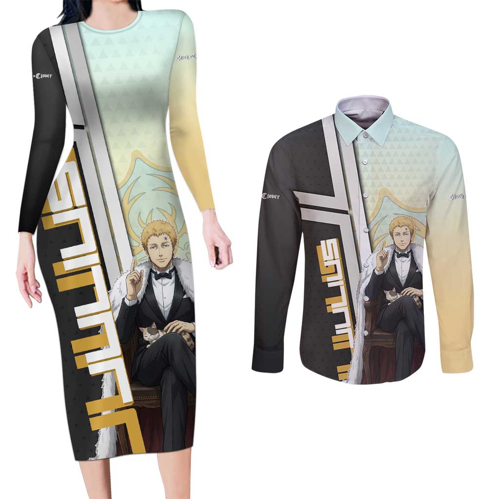 Julius Novachrono Couples Matching Long Sleeve Bodycon Dress and Long Sleeve Button Shirt Regal Anime Illustration Style