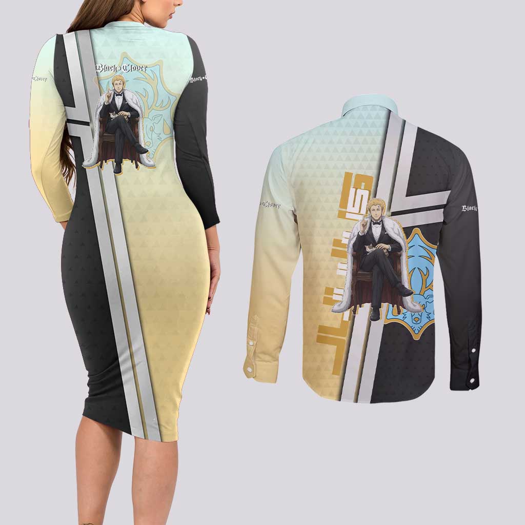 Julius Novachrono Couples Matching Long Sleeve Bodycon Dress and Long Sleeve Button Shirt Regal Anime Illustration Style