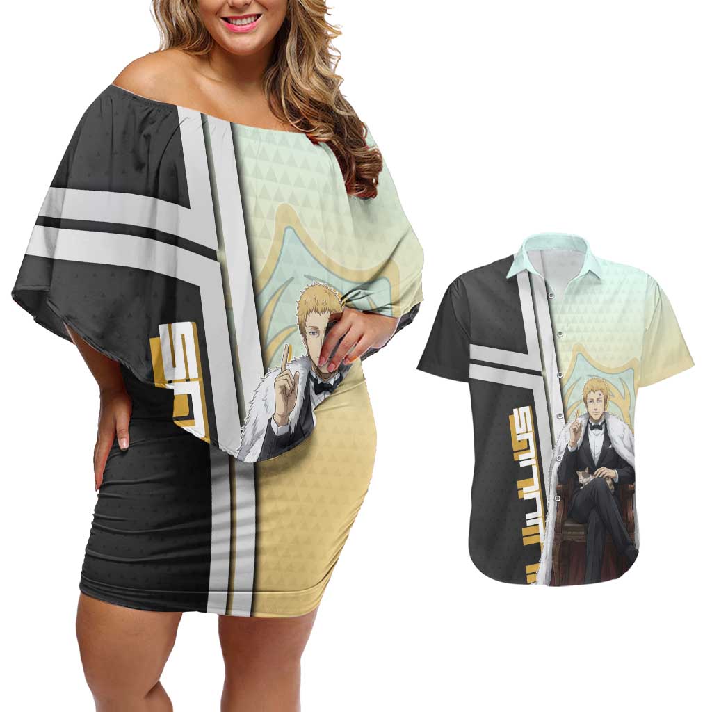 Julius Novachrono Couples Matching Off Shoulder Short Dress and Hawaiian Shirt Regal Anime Illustration Style