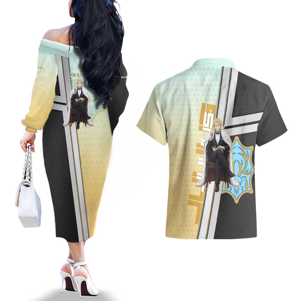 Julius Novachrono Couples Matching Off The Shoulder Long Sleeve Dress and Hawaiian Shirt Regal Anime Illustration Style