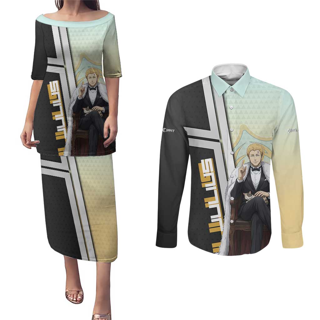 Julius Novachrono Couples Matching Puletasi and Long Sleeve Button Shirt Regal Anime Illustration Style