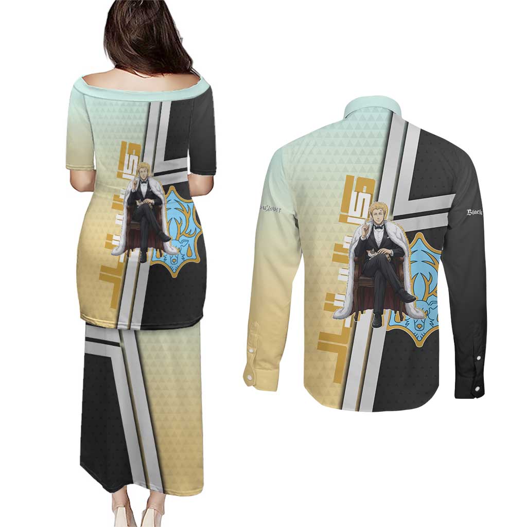 Julius Novachrono Couples Matching Puletasi and Long Sleeve Button Shirt Regal Anime Illustration Style