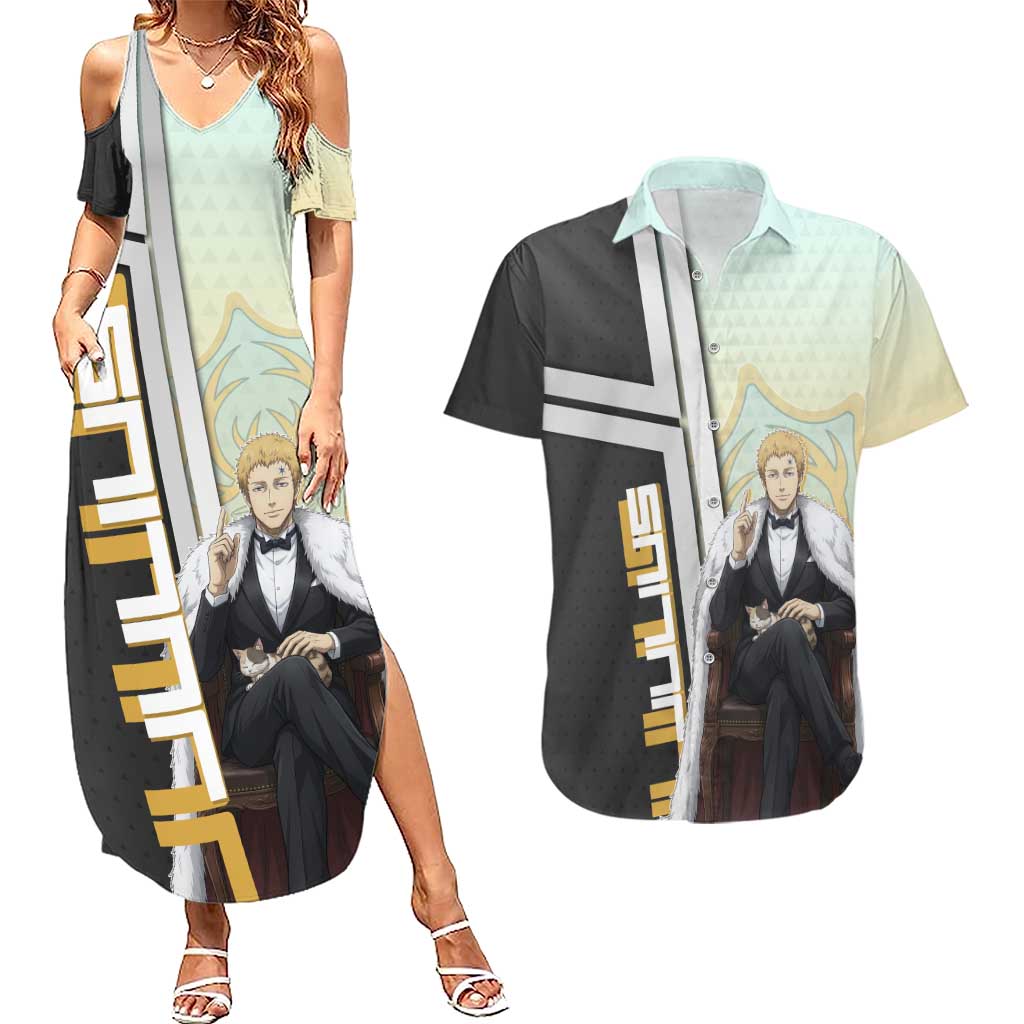 Julius Novachrono Couples Matching Summer Maxi Dress and Hawaiian Shirt Regal Anime Illustration Style