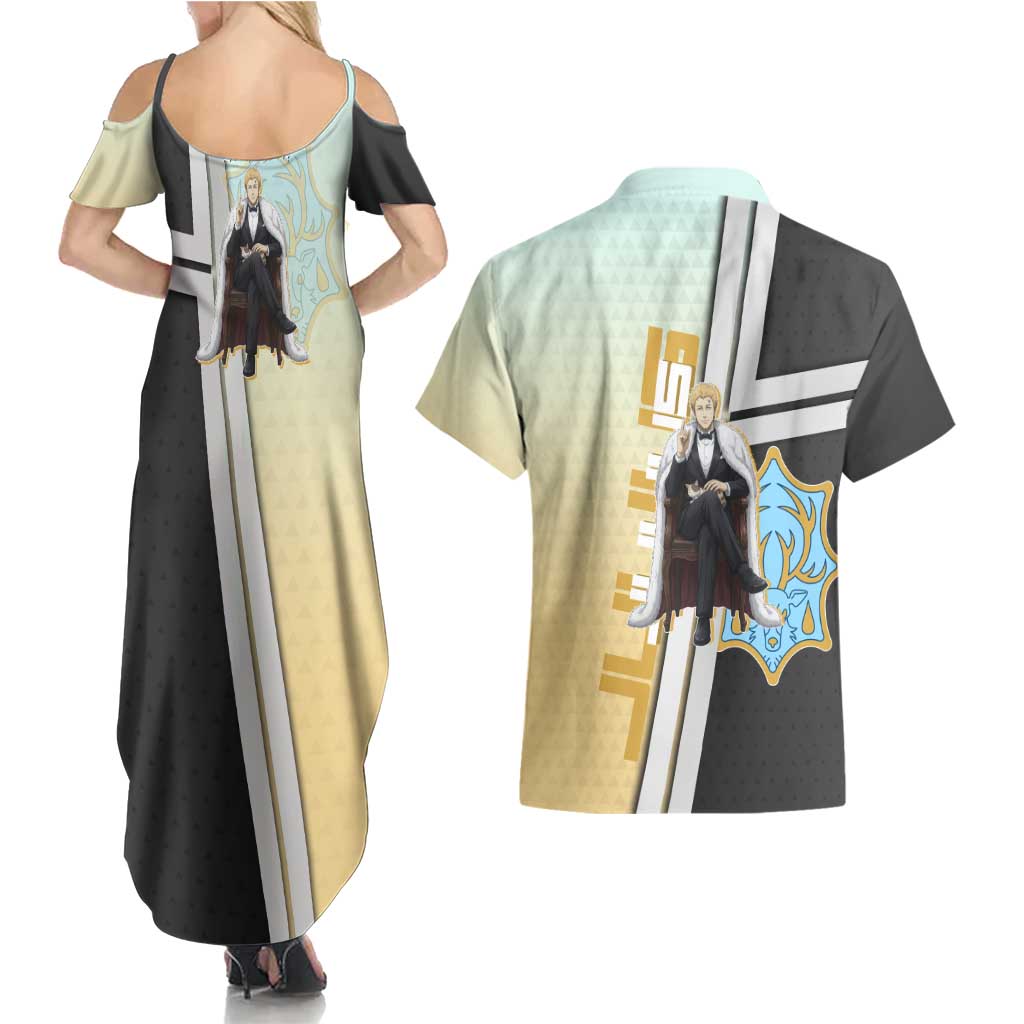 Julius Novachrono Couples Matching Summer Maxi Dress and Hawaiian Shirt Regal Anime Illustration Style