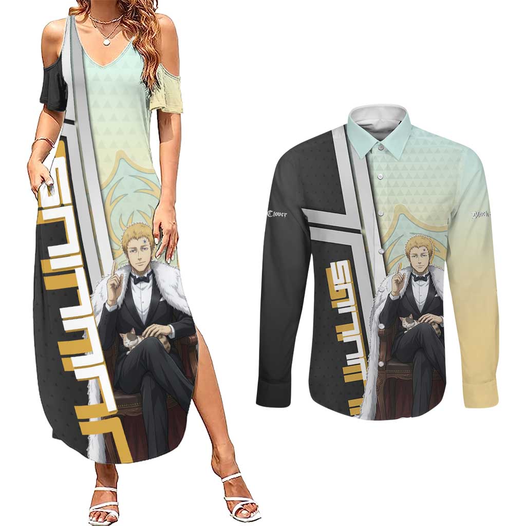 Julius Novachrono Couples Matching Summer Maxi Dress and Long Sleeve Button Shirt Regal Anime Illustration Style
