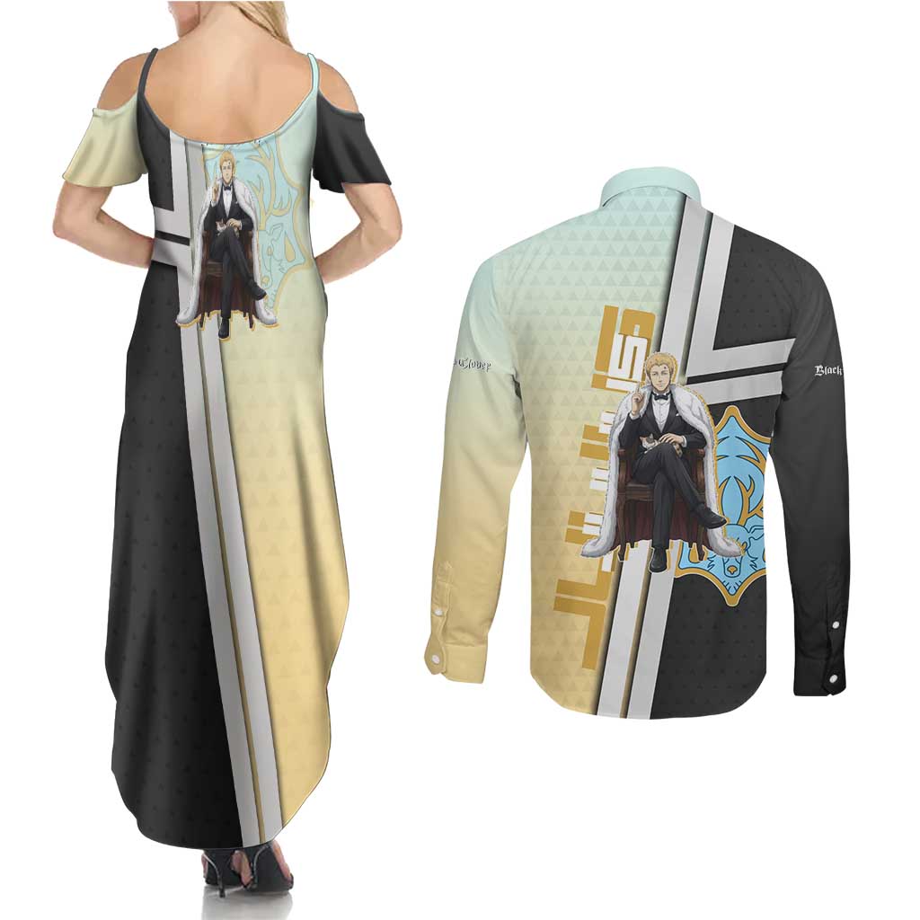 Julius Novachrono Couples Matching Summer Maxi Dress and Long Sleeve Button Shirt Regal Anime Illustration Style
