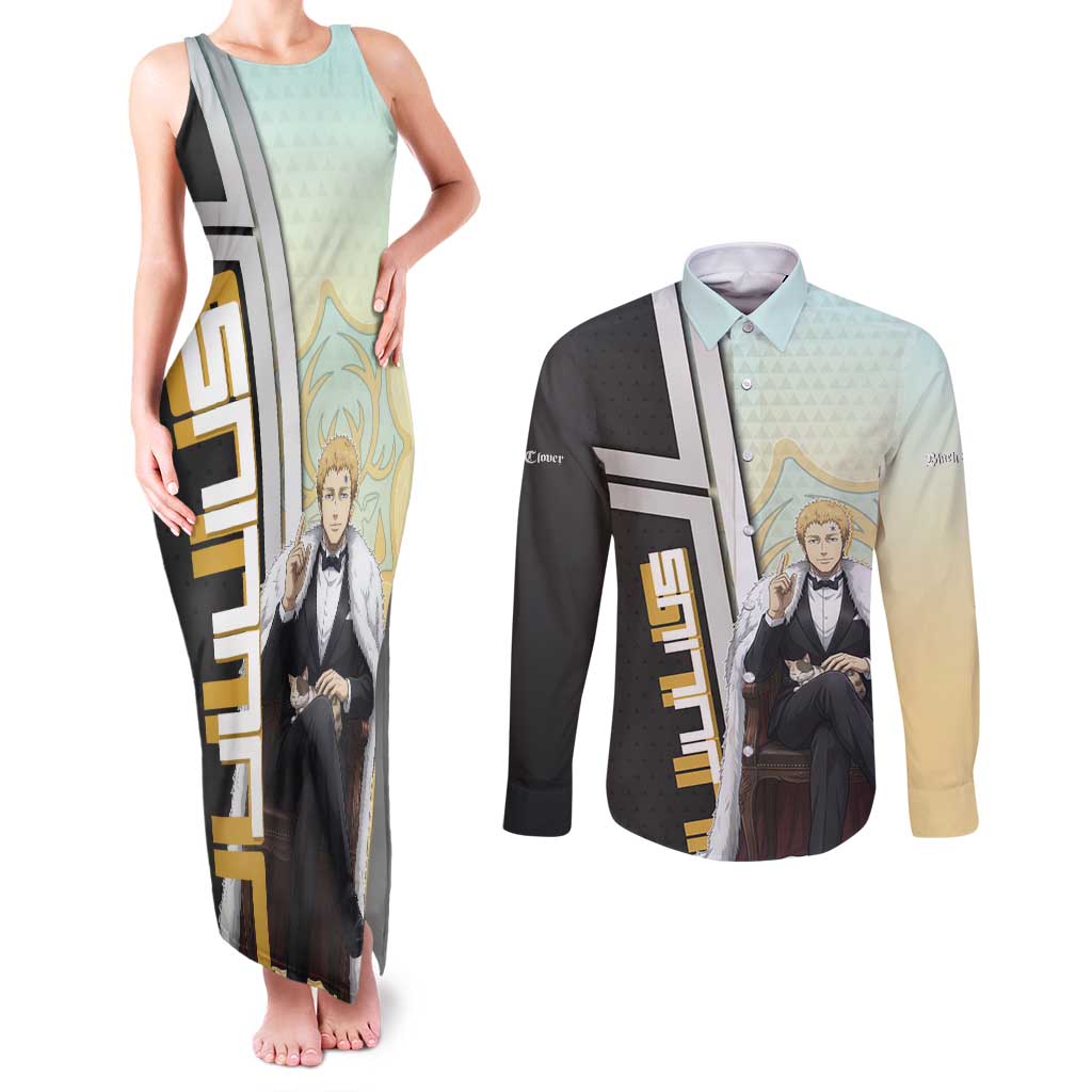 Julius Novachrono Couples Matching Tank Maxi Dress and Long Sleeve Button Shirt Regal Anime Illustration Style