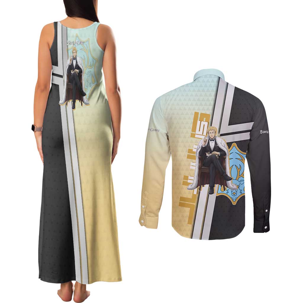Julius Novachrono Couples Matching Tank Maxi Dress and Long Sleeve Button Shirt Regal Anime Illustration Style